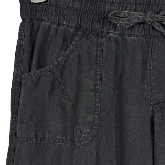 Athleta SZ 6 Lakeside Linen Pants Pull-On Pocket Wide Leg Drawstring Flint Grey - Picture 3 of 8